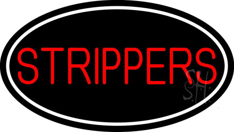 Red Strippers With White Border Neon Sign 17