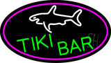 Tiki Bar And Shark Oval With Pink Border Neon Sign 17" Tall x 30" Wide x 3" Deep