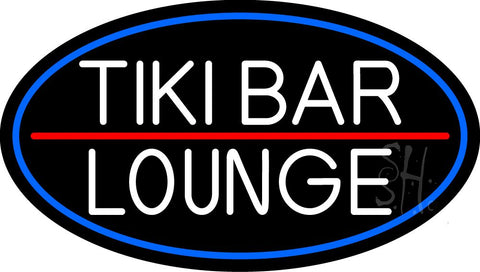 Tiki Bar Lounge Oval With Blue Border Neon Sign 17