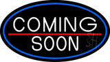 White Coming Soon Bar Oval With Blue Border Neon Sign 17" Tall x 30" Wide x 3" Deep