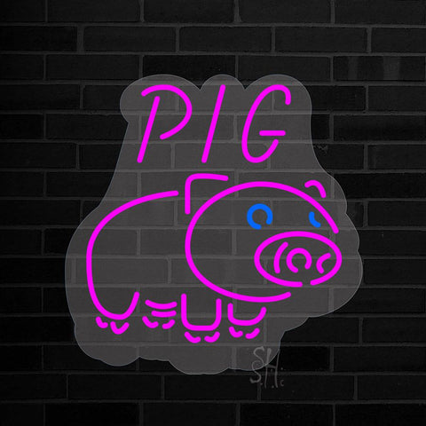 Pig Logo Contoured Clear Backing Neon Sign 24
