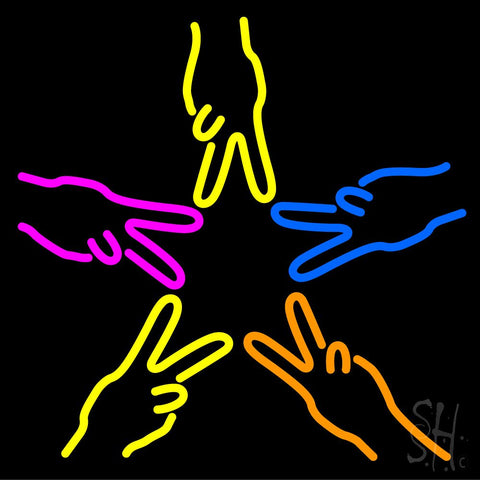 Hands Peace Neon Sign 24