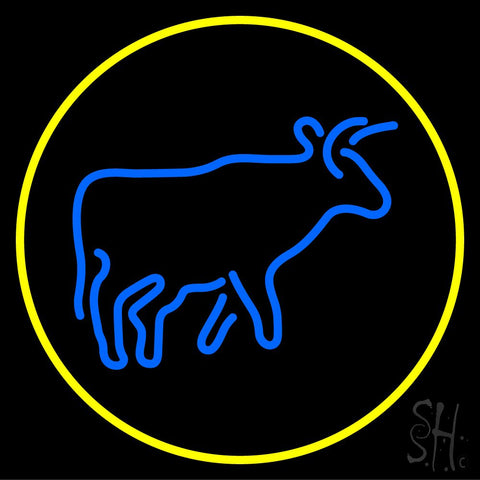 Blue Cow With Circle Neon Sign 24