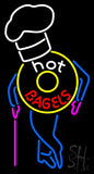 Hot Bagels With Chef Neon Sign 37" Tall x 20" Wide x 3" Deep