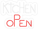 Kitchen Open Contoured Clear Backing Neon Sign 24" Tall x 31" Wide x 1" Deep