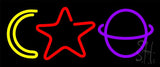 Moon Star Planet Neon Sign 10 " Tall x  24 " Wide x 3" Deep