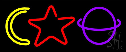 Moon Star Planet Neon Sign 10 