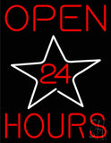 Open 24 Hours Star Neon Sign 31 " Tall x  24 " Wide x 3" Deep