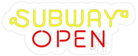 Subway Open Contoured Clear Backing Neon Flex Sign 13 
