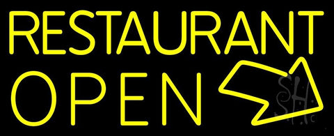 Yellow Restaurant Open With Arrow Neon Sign 13