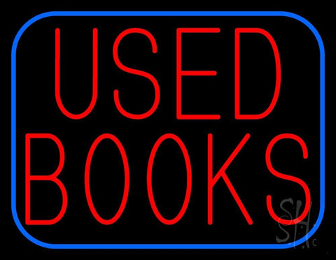 Used Books With Blue Border Neon Sign 24