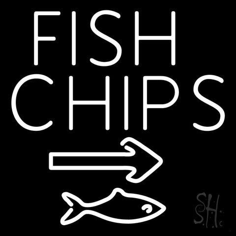 White Fish And Chips With Arrow Neon Sign 24