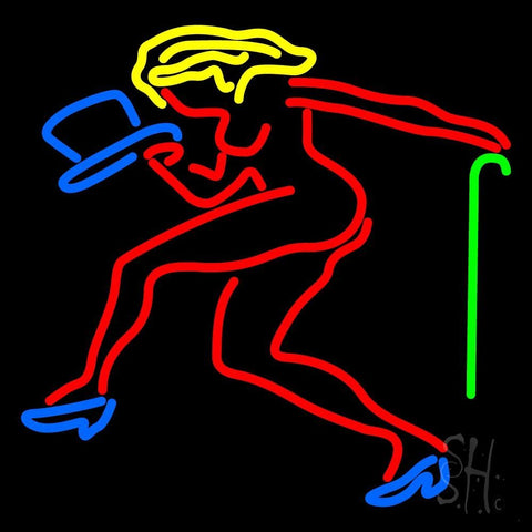 Strip Girl With Hat And Stick Neon Sign 24