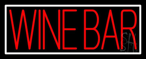 Red Wine Bar With White Border Neon Sign 13