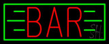Red Bar With Green Lines And Border Neon Sign 13" Tall x 32" Wide x 3" Deep
