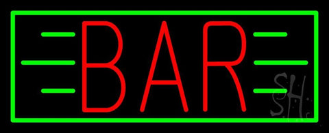 Red Bar With Green Lines And Border Neon Sign 13