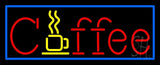 Red Coffee With Blue Border Neon Sign 13" Tall x 32" Wide x 3" Deep