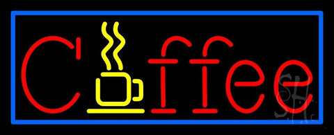 Red Coffee With Blue Border Neon Sign 13