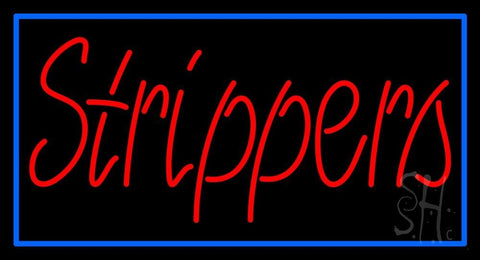 Red Strippers With Blue Border Neon Sign 20