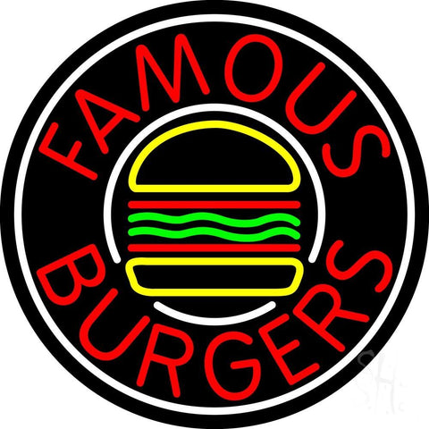 Famous Burgers Circle Neon Sign 26