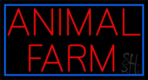 Red Animal Farm Blue Border Neon Sign 20