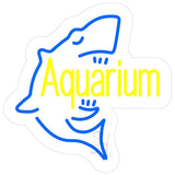 Aquarium With Shark Logo Contoured Clear Backing Neon Sign 24" Tall x 24" Wide x 1" Deep