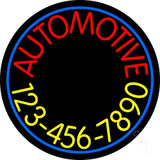 Automotive With Yellow Number Neon Sign 26" Tall x 26" Wide x 3" Deep