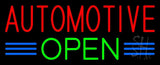 Red Automotive Green Open Neon Sign 13" Tall x 32" Wide x 3" Deep