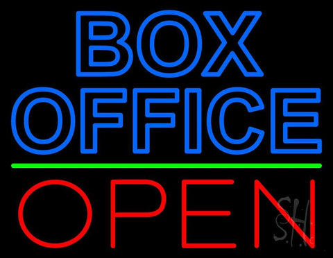 Blue Box Office Open Neon Sign 24