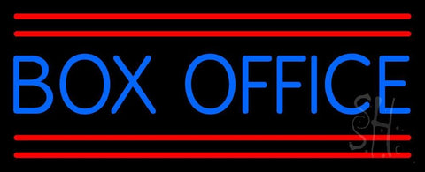 Blue Box Office Red Double Lines Neon Sign 13