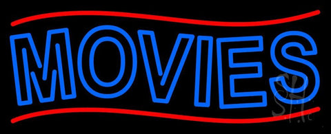 Blue Double Stroke Movies Block Neon Sign 13