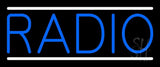 Blue Radio Music White Line Neon Sign 10" Tall x 24" Wide x 3" Deep