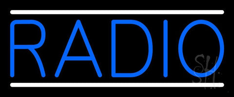 Blue Radio Music White Line Neon Sign 10