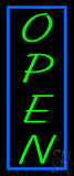 Vertical Open with Blue Border Neon Sign 24" Tall x 10" Wide x 3" Deep