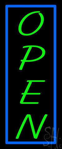 Vertical Open with Blue Border Neon Sign 24