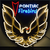 Pontiac Firebird Gold Neon Sign with Backing 24" Tall x 24" Wide x 4" Deep