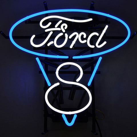 Ford V8 Blue and White Neon Sign 21